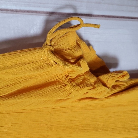 Vero Moda Yellow Button Up Square Neck Cotton Dress Size M Fall/Spring/Summer - Picture 3 of 9